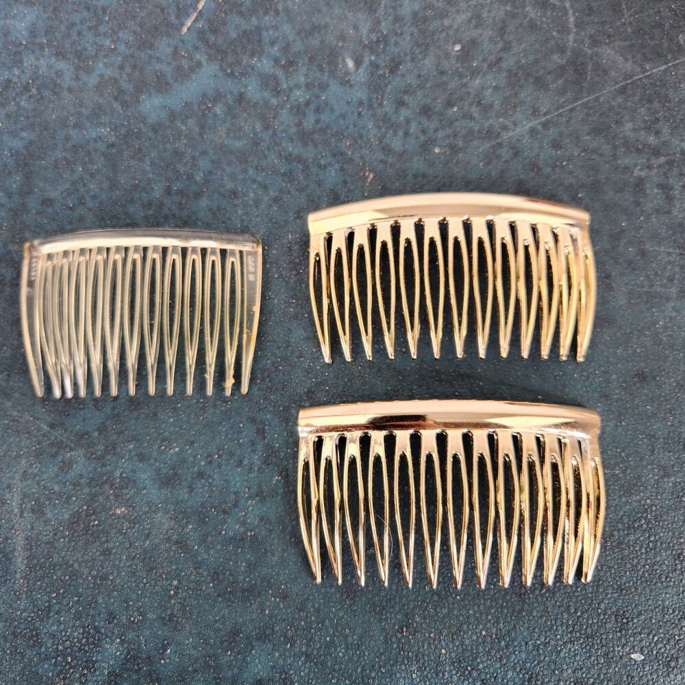 VTG Clear and Gold Hair Comb Accessories USA France Made